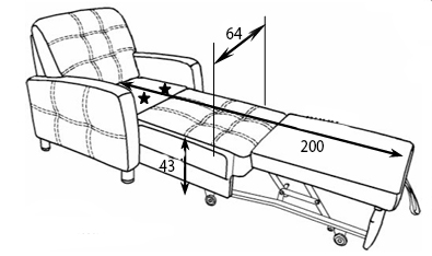 размеры спального места кресла 8 Марта Томас 0.64